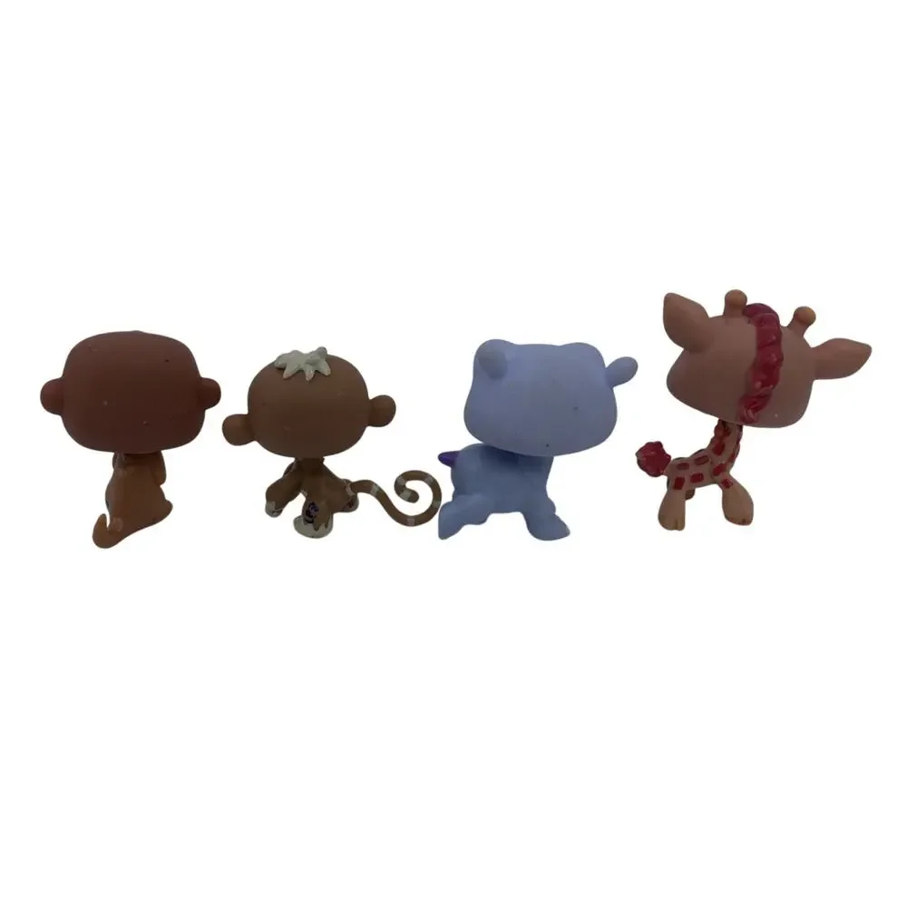 Littlest Pet Shop LPS African Animals Lot of 4 Giraffe, Hippo, Meerkat, Monkey